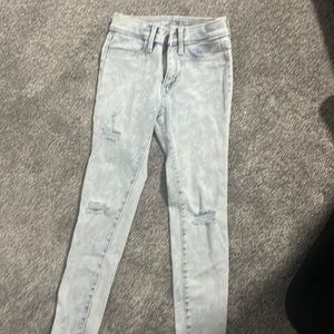 A pair if light blue almost white jeans